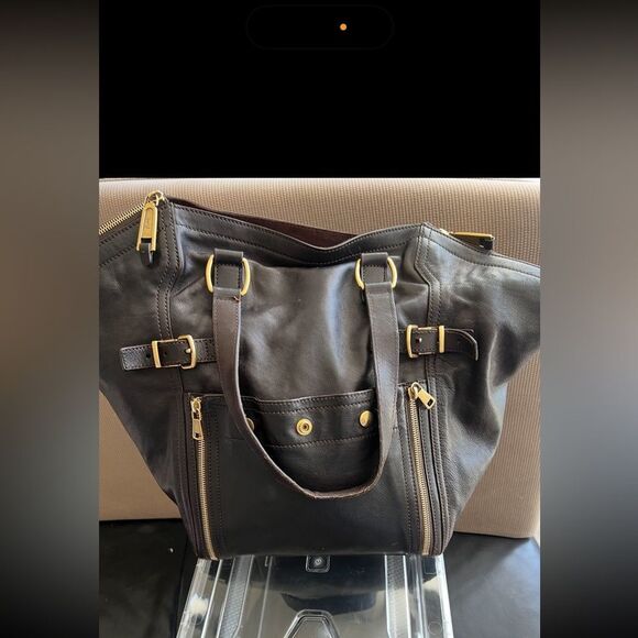 YSL handbag  SAINT LAURENT purse DOWNTOWN shoulder bag PATENT LEATHer TOTE - Picture 2 of 10